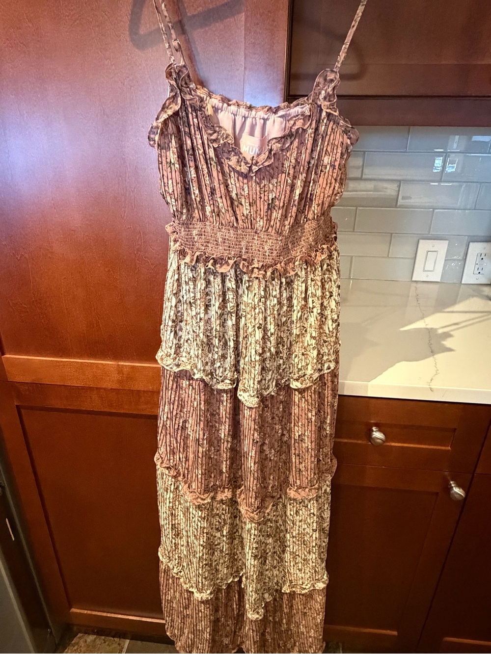 Show Me Your MuMu Tiered Maxi Dress in Blush and Cream Floral